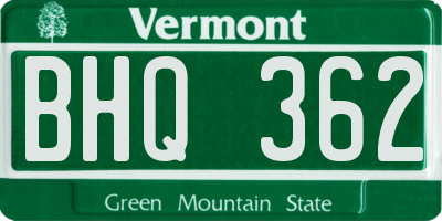 VT license plate BHQ362