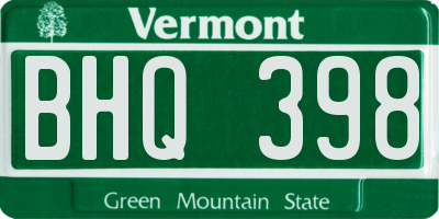 VT license plate BHQ398