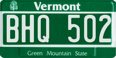 VT license plate BHQ502