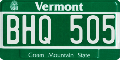 VT license plate BHQ505