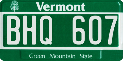 VT license plate BHQ607