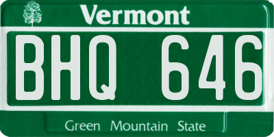 VT license plate BHQ646