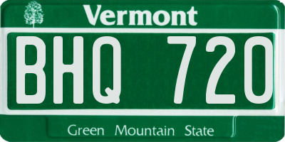 VT license plate BHQ720