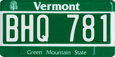 VT license plate BHQ781