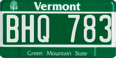 VT license plate BHQ783