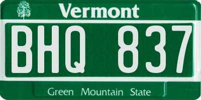 VT license plate BHQ837
