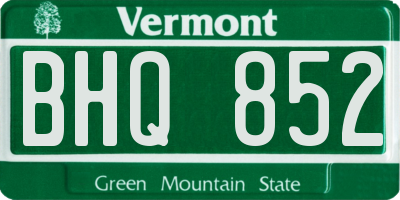 VT license plate BHQ852