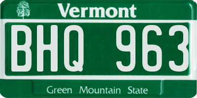 VT license plate BHQ963