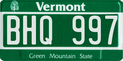 VT license plate BHQ997