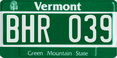 VT license plate BHR039