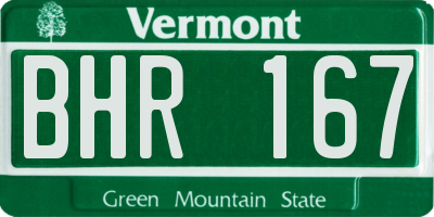 VT license plate BHR167