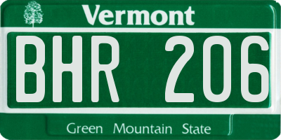 VT license plate BHR206