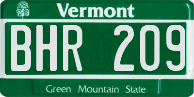 VT license plate BHR209