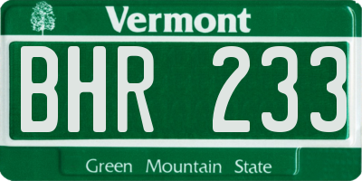VT license plate BHR233