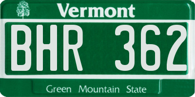 VT license plate BHR362