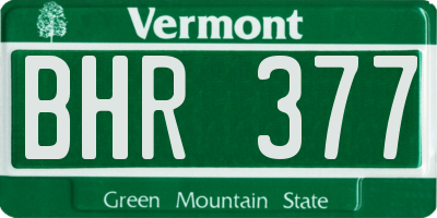 VT license plate BHR377