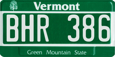 VT license plate BHR386