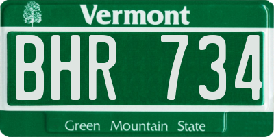 VT license plate BHR734
