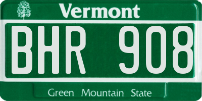 VT license plate BHR908