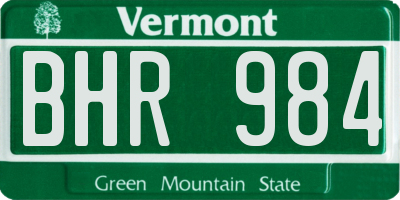VT license plate BHR984