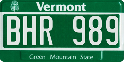 VT license plate BHR989