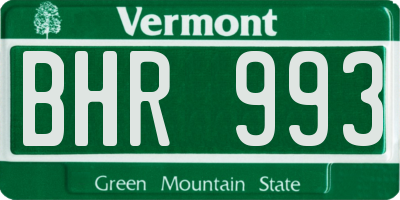 VT license plate BHR993