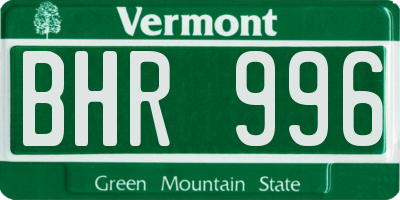VT license plate BHR996