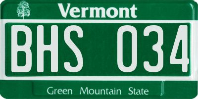 VT license plate BHS034