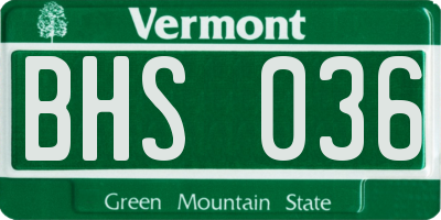 VT license plate BHS036