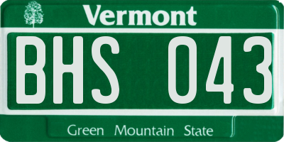 VT license plate BHS043