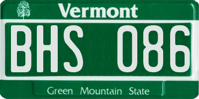 VT license plate BHS086