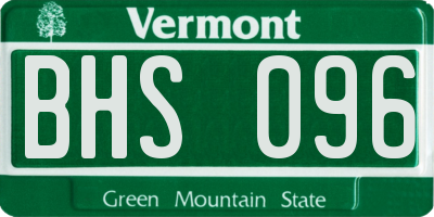 VT license plate BHS096
