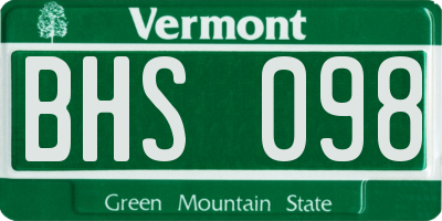 VT license plate BHS098