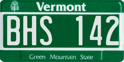 VT license plate BHS142