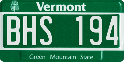 VT license plate BHS194