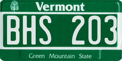 VT license plate BHS203