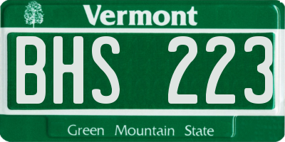 VT license plate BHS223