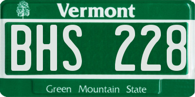 VT license plate BHS228