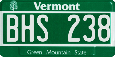 VT license plate BHS238
