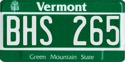 VT license plate BHS265