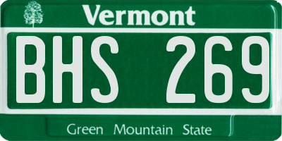 VT license plate BHS269