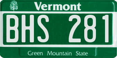 VT license plate BHS281