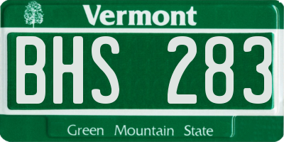 VT license plate BHS283