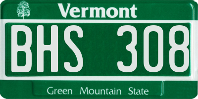 VT license plate BHS308