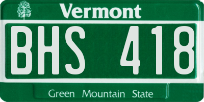 VT license plate BHS418