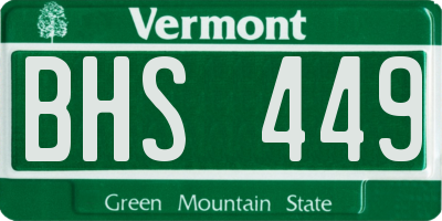 VT license plate BHS449