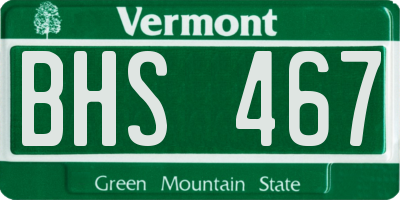VT license plate BHS467