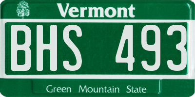 VT license plate BHS493