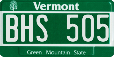 VT license plate BHS505
