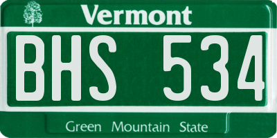 VT license plate BHS534